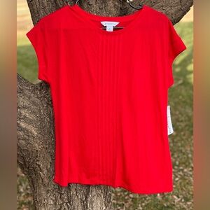 124. Liz Claiborne Bright Red Women's Short Sleeve Shirt, Size S, NWT